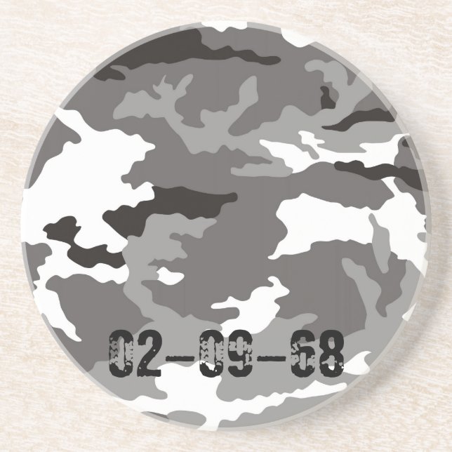 Grey camouflage pattern coaster (Front)