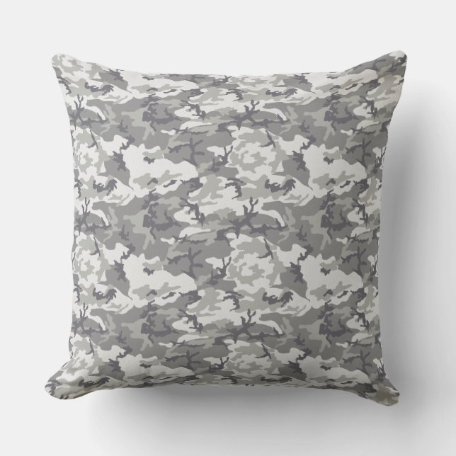 Grey Camouflage Pattern Cushion (Front)