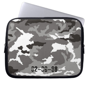 Grey camouflage pattern laptop sleeve