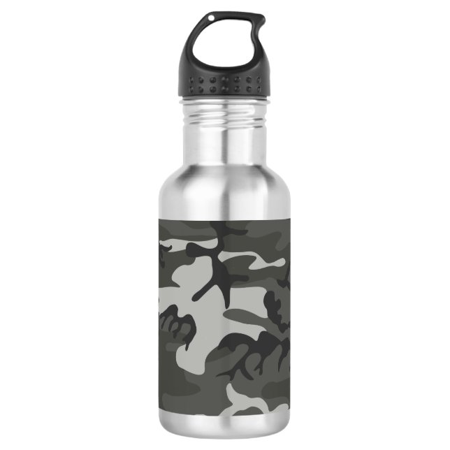 Grey Camouflage Pattern, Military Pattern, Army 532 Ml Water Bottle (Front)