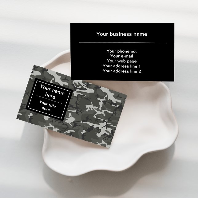 Grey Camouflage Pattern, Military Pattern, Army Business Card (Creator Uploaded)