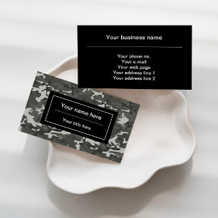 Grey Camouflage Pattern, Military Pattern, Army Business Card