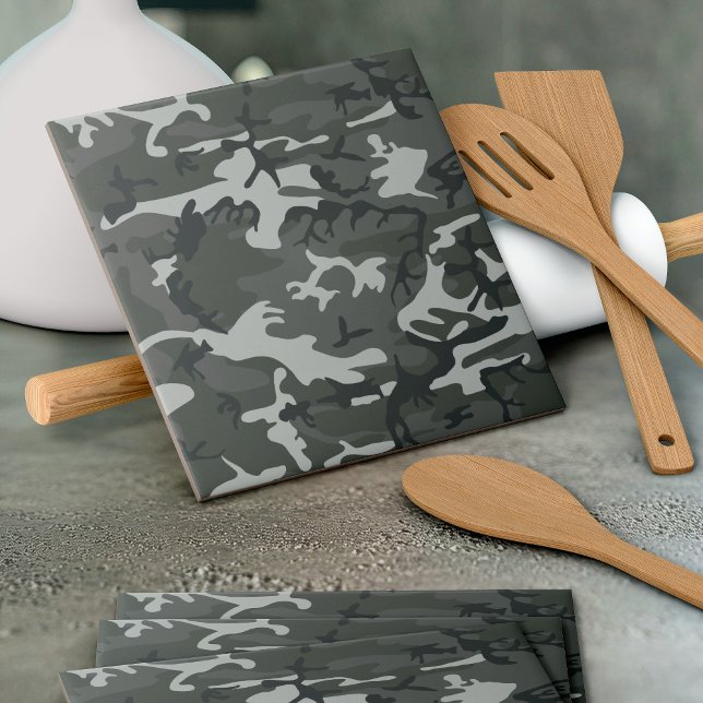 Grey Camouflage Pattern, Military Pattern, Army Ceramic Tile (Creator Uploaded)
