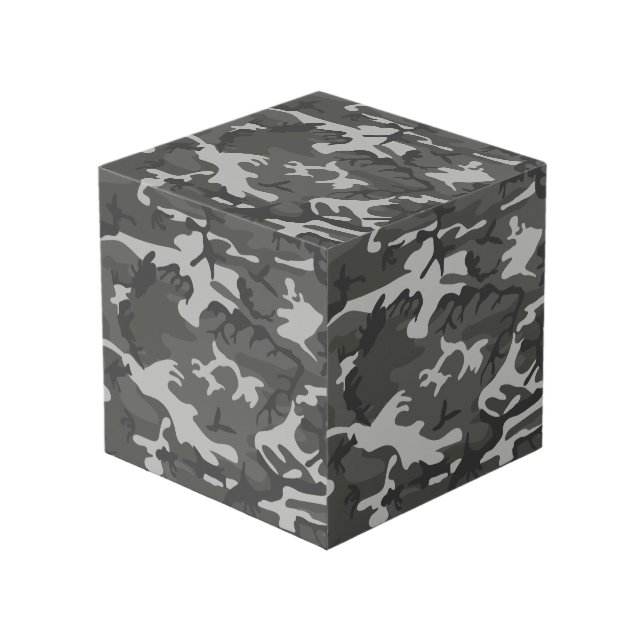 Grey Camouflage Pattern, Military Pattern, Army Cube (Front Angled)