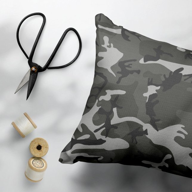 Grey Camouflage Pattern, Military Pattern, Army Decorative Cushion (Creator Uploaded)
