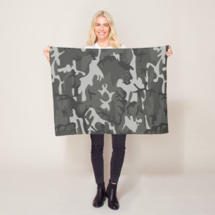 Grey Camouflage Pattern, Military Pattern, Army Fleece Blanket
