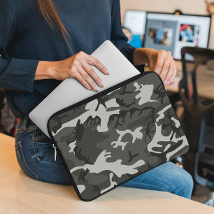 Grey Camouflage Pattern, Military Pattern, Army Laptop Sleeve