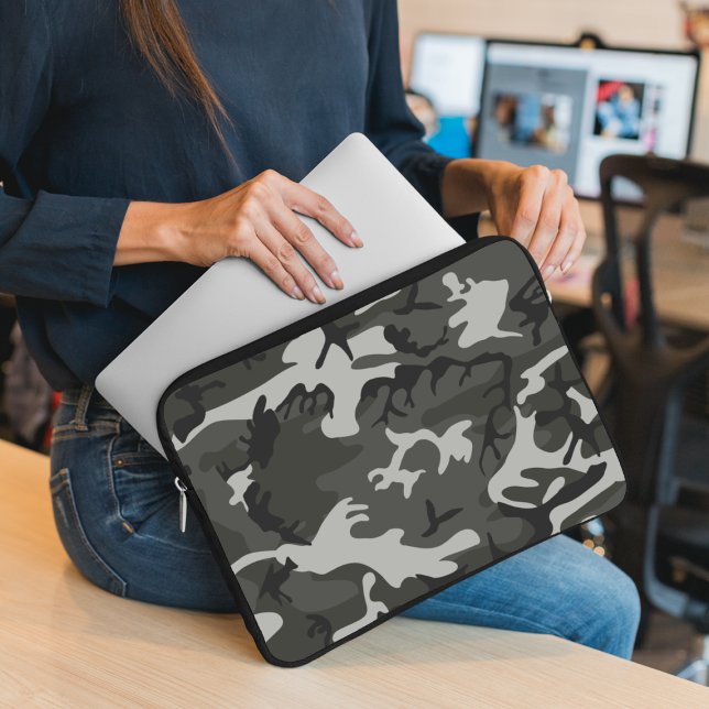 Grey Camouflage Pattern, Military Pattern, Army Laptop Sleeve (Creator Uploaded)