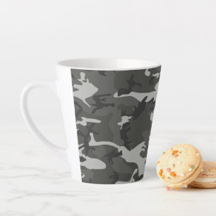 Grey Camouflage Pattern, Military Pattern, Army Latte Mug