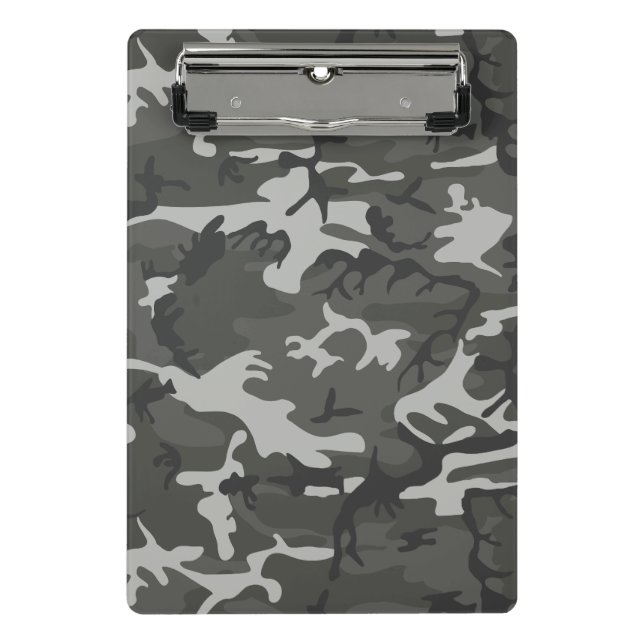 Grey Camouflage Pattern, Military Pattern, Army Mini Clipboard (Front)
