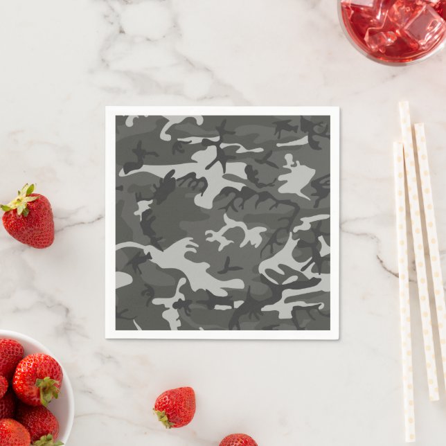 Grey Camouflage Pattern, Military Pattern, Army Napkin (Insitu)