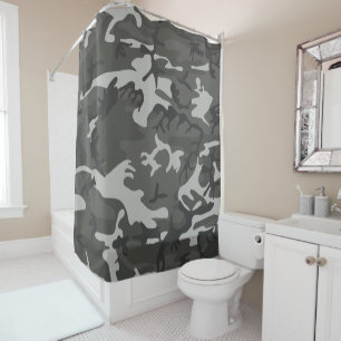 Grey Camouflage Pattern, Military Pattern, Army Shower Curtain