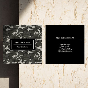 Grey Camouflage Pattern, Military Pattern, Army Square Business Card