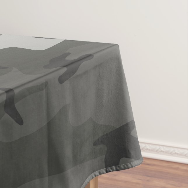Grey Camouflage Pattern, Military Pattern, Army Tablecloth (In Situ)