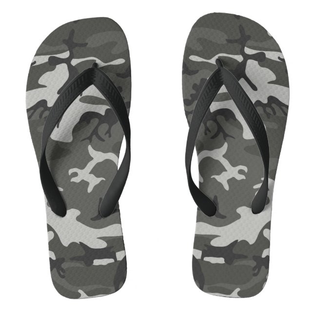 Grey Camouflage Pattern, Military Pattern, Army Thongs (Footbed)