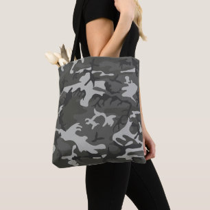 Grey Camouflage Pattern, Military Pattern, Army Tote Bag