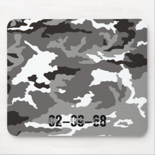 Grey camouflage pattern mouse pad