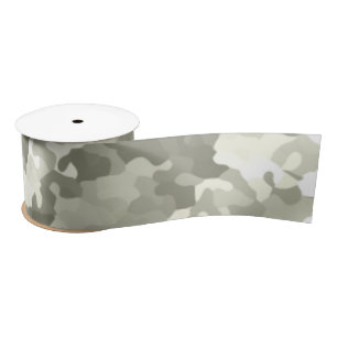 Grey Camouflage Pattern Satin Ribbon