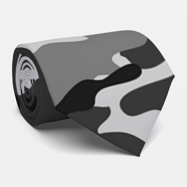 Grey Camouflage Pattern Tie (Rolled)