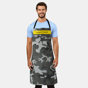 Grey Camouflage Pattern, Your name, Personalise Apron