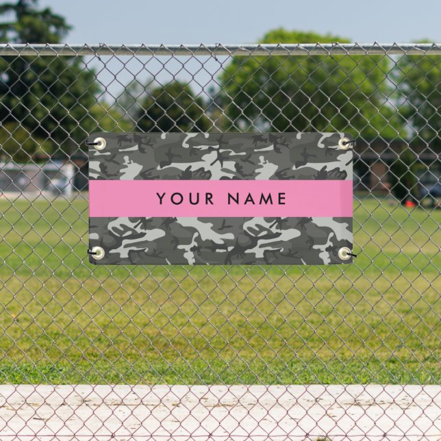 Grey Camouflage Pattern, Your name, Personalise Banner (Insitu)