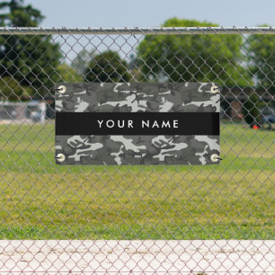 Grey Camouflage Pattern, Your name, Personalise Banner