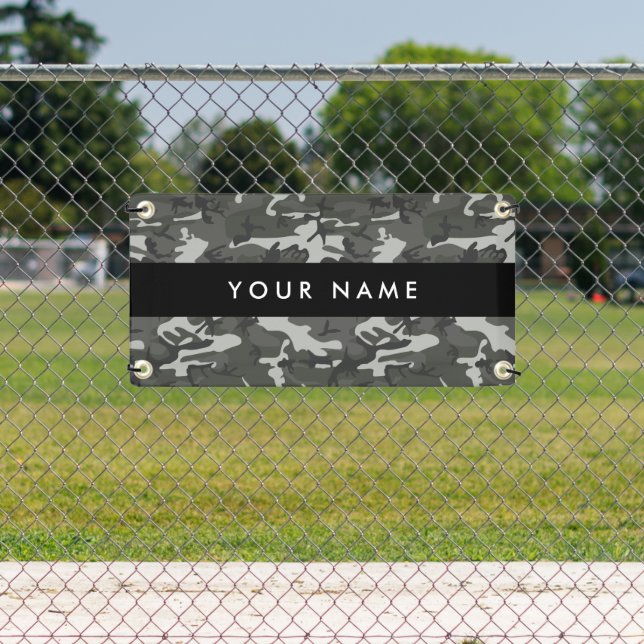 Grey Camouflage Pattern, Your name, Personalise Banner (Insitu)