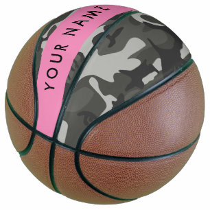 Grey Camouflage Pattern, Your name, Personalise Basketball