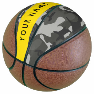 Grey Camouflage Pattern, Your name, Personalise Basketball