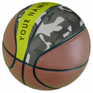 Grey Camouflage Pattern, Your name, Personalise Basketball