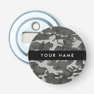 Grey Camouflage Pattern, Your name, Personalise Bottle Opener