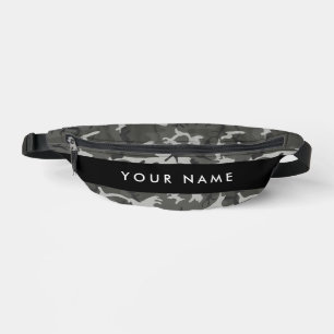 Grey Camouflage Pattern, Your name, Personalise Bum Bags
