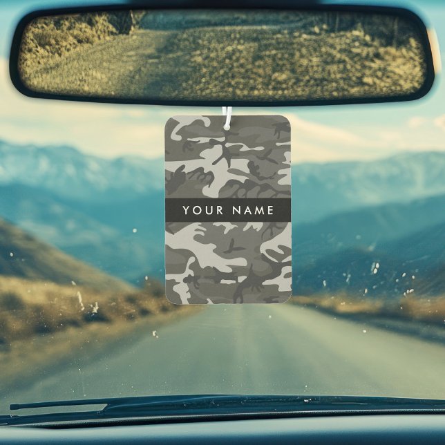 Grey Camouflage Pattern, Your name, Personalise Car Air Freshener (Creator Uploaded)