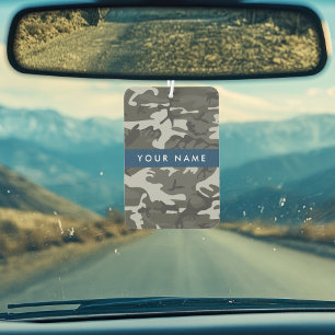Grey Camouflage Pattern, Your name, Personalise Car Air Freshener