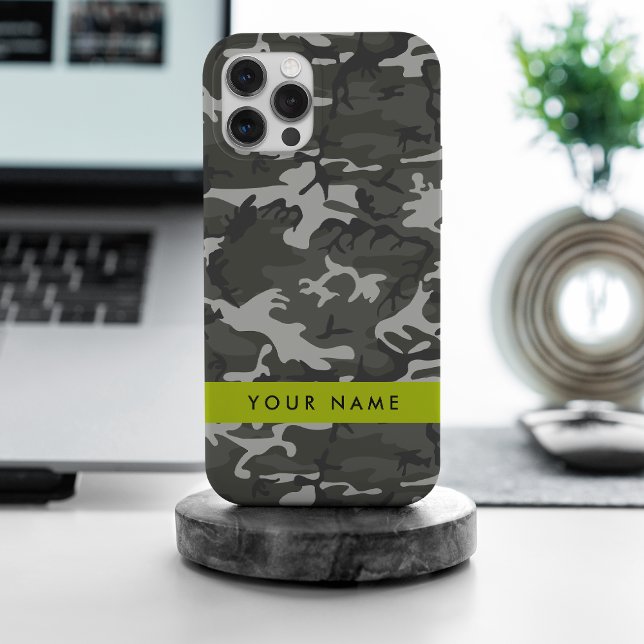Grey Camouflage Pattern, Your name, Personalise Case-Mate iPhone Case (Creator Uploaded)