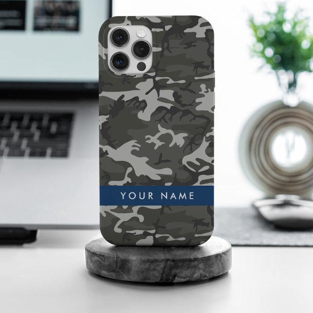 Grey Camouflage Pattern, Your name, Personalise Case-Mate iPhone Case (Creator Uploaded)