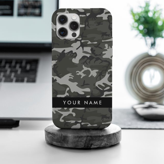 Grey Camouflage Pattern, Your name, Personalise Case-Mate iPhone Case (Creator Uploaded)