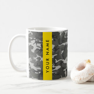 Grey Camouflage Pattern, Your name, Personalise Coffee Mug