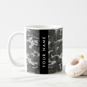 Grey Camouflage Pattern, Your name, Personalise Coffee Mug