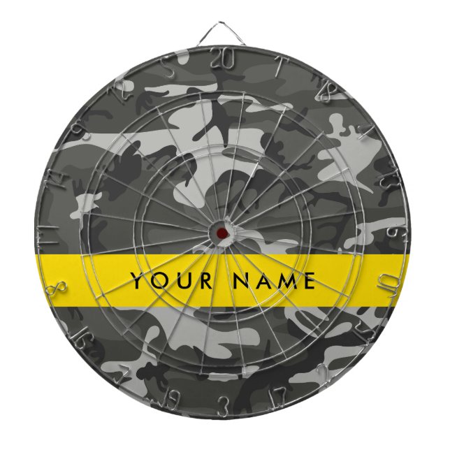 Grey Camouflage Pattern, Your name, Personalise Dartboard (Front)