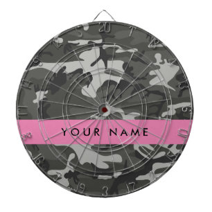 Grey Camouflage Pattern, Your name, Personalise Dartboard