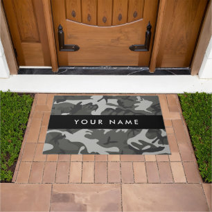 Grey Camouflage Pattern, Your name, Personalise Doormat