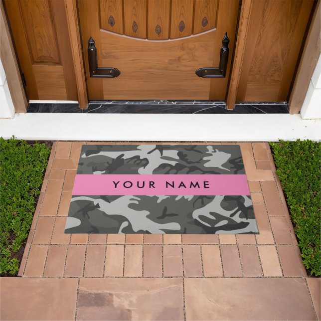 Grey Camouflage Pattern, Your name, Personalise Doormat (Outdoor)