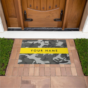 Grey Camouflage Pattern, Your name, Personalise Doormat