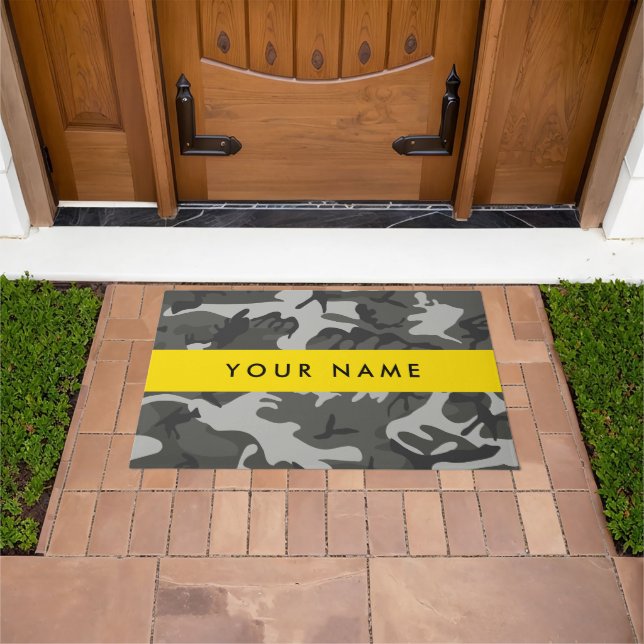 Grey Camouflage Pattern, Your name, Personalise Doormat (Outdoor)