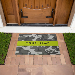 Grey Camouflage Pattern, Your name, Personalise Doormat