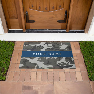 Grey Camouflage Pattern, Your name, Personalise Doormat