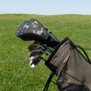 Grey Camouflage Pattern, Your name, Personalise Golf Head Cover