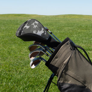 Grey Camouflage Pattern, Your name, Personalise Golf Head Cover