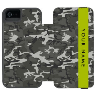 Grey Camouflage Pattern, Your name, Personalise Incipio Watson™ iPhone 5 Wallet Case